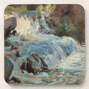 The Waterfall by Twachtman, Vintage Impressionism Beverage Coaster