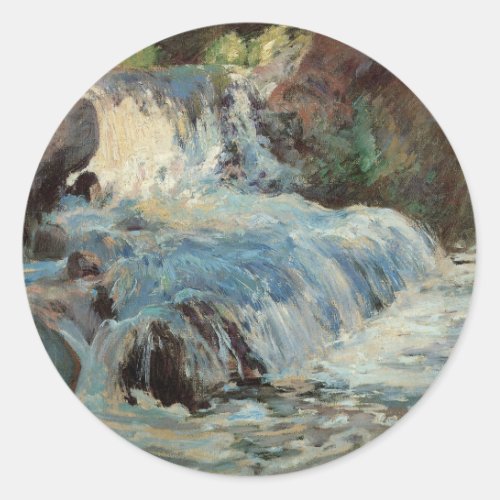 The Waterfall by Twachtman Vintage Impressionism Classic Round Sticker