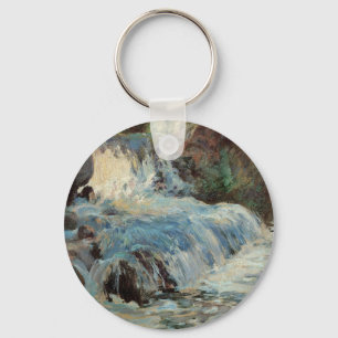 The Waterfall by Twachtman, Vintage Impressionism Keychain