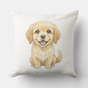 The Waterfowl Hunter: Cute Golden Retriever Throw Pillow