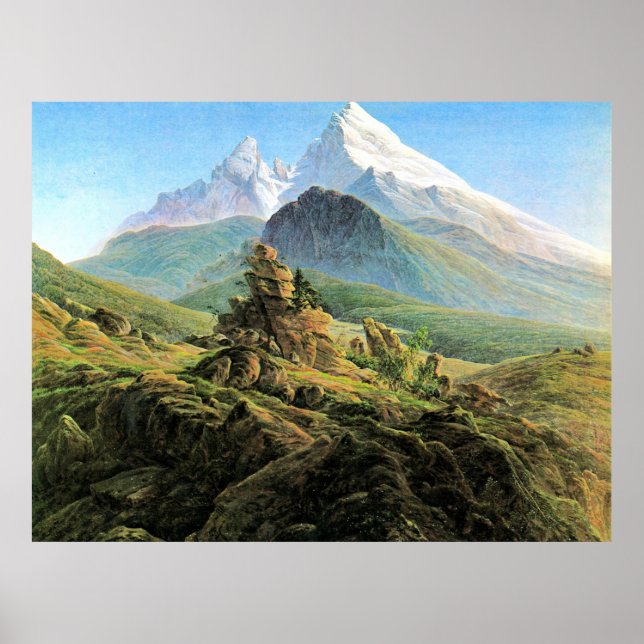 The Watzmann, fine art by Caspar David Friedrich Poster (Front)