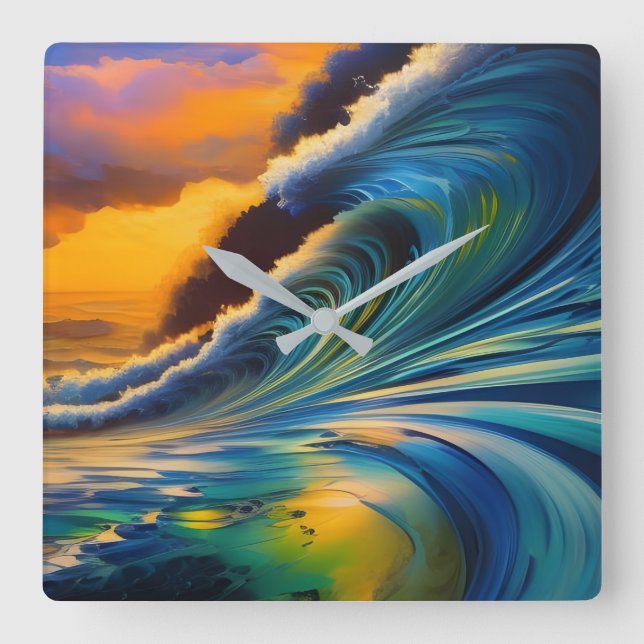 The Wave at Sunrise Square Wall Clock (Front)