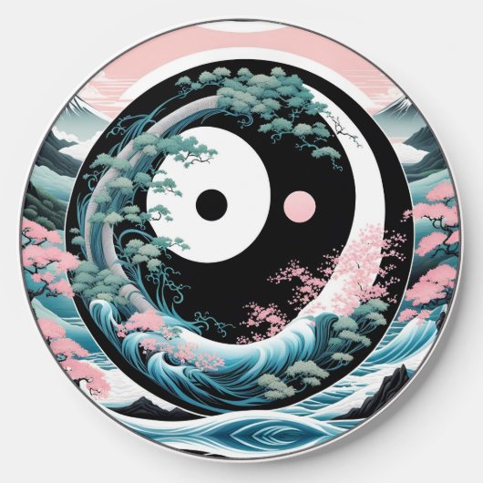 The Wave Pink Sage Teal Wireless Charger (Front)
