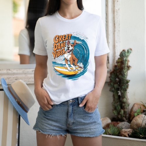 The Wave Rider Great Dane Dog Surfing T_Shirt