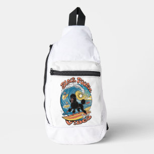 The Wave Rider Surfing Black Poodle Sling Bag