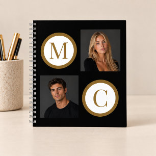 The Way We Are Custom Couple Photo Monogram Black Notebook