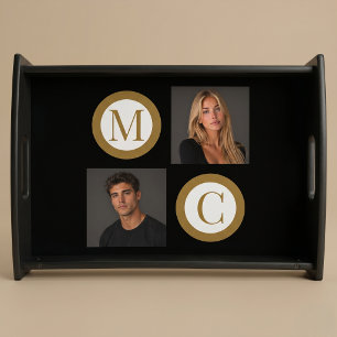 The Way We Are Custom Couple Photo Monogram Black Serving Tray
