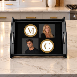 The Way We Are Custom Couple Photo Monogram Black Serving Tray