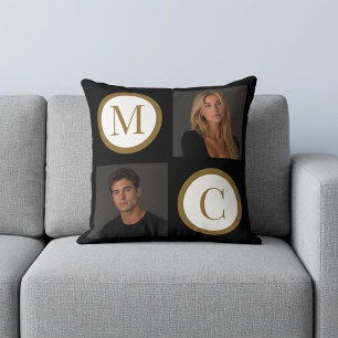 The Way We Are Custom Couple Photo Monogram Black Throw Pillow