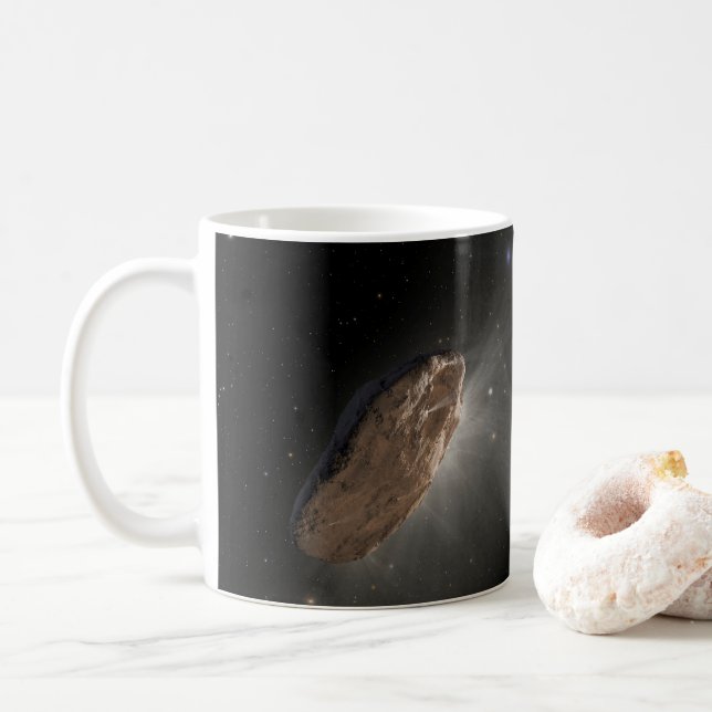 The Wayward Interstellar Object Oumuamua. Coffee Mug (With Donut)
