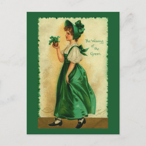 The Wearing of the Green Shamrock Art Postcard