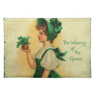 "The Wearing of the Green" vintage card, 1907 Cloth Placemat