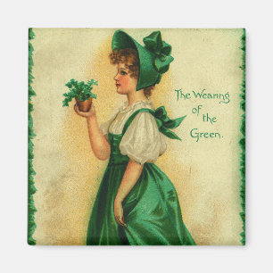 "The Wearing of the Green" vintage card, 1907 Magnet