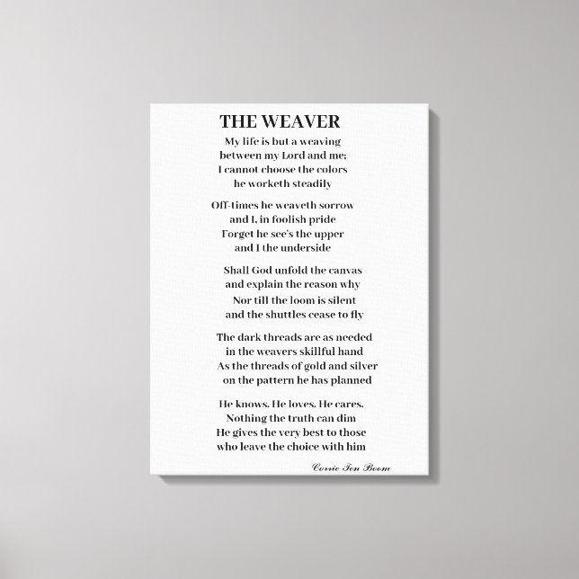 THE WEAVER POEM  CANVAS PRINT (Front)
