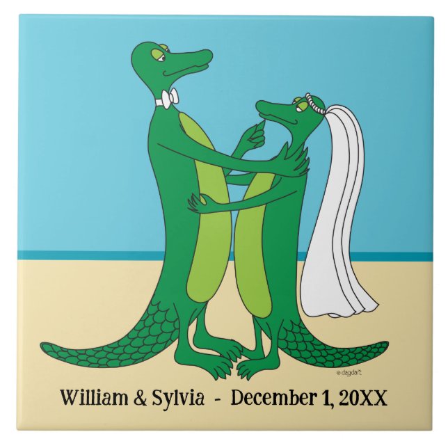 The Wedding Alligators Ceramic Tile (Front)