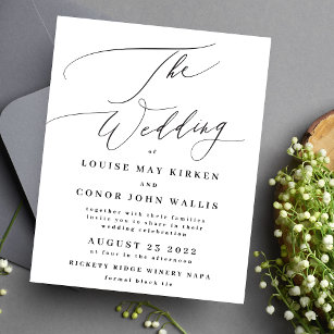 The Wedding Budget black on white Elegant Invite  