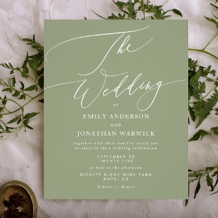 The Wedding Budget Moss Green White Elegant Invite Flyer