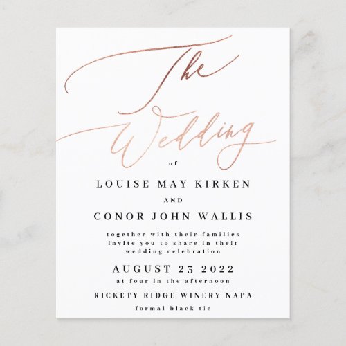 The Wedding Budget Rose Gold Foil Elegant Invite  Flyer