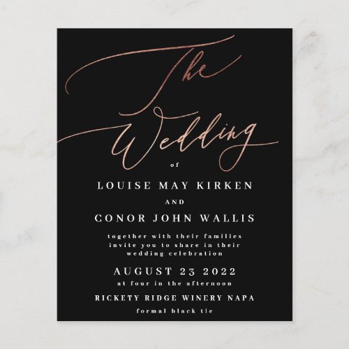 The Wedding Budget Rose Gold Onyx Elegant Invite Flyer