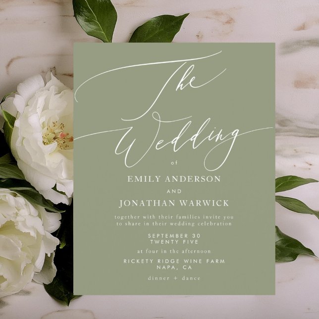 The Wedding Budget Sage Green White Elegant Invite (Creator Uploaded)