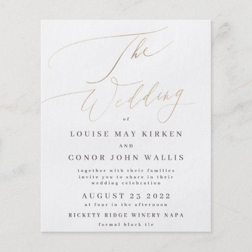 The Wedding Budget Yellow Gold Foil Elegant Invite Flyer