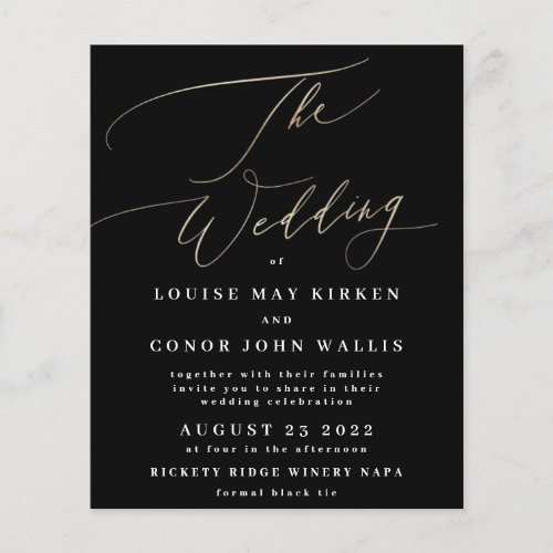 The Wedding Budget Yellow Gold Onyx Elegant Invite Flyer