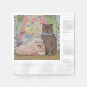 The Wedding Cats Personalize Initials Set of Napkins
