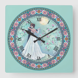 The Wedding Dance Roman Numeral Square Wall Clock