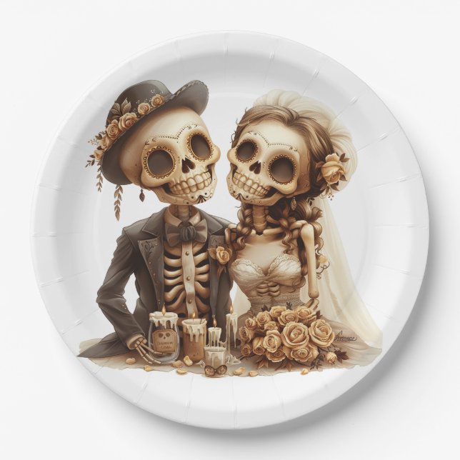 The Wedding Halloween Couple Paper Plates (Front)
