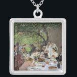 The Wedding Meal at Yport, 1886 Silver Plated Necklace<br><div class="desc">The Wedding Meal at Yport,  1886 | by Albert-Auguste Fourie | Art Location: Musee des Beaux-Arts,  Rouen,  France | French Artist | Image Collection Number: XOU23898</div>