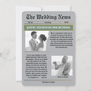The Wedding News Vintage Newspaper Wedding Invitation