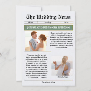 The Wedding News Vintage Newspaper Wedding Invitation