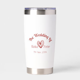 The wedding of add couple name heart maron red pas insulated tumbler