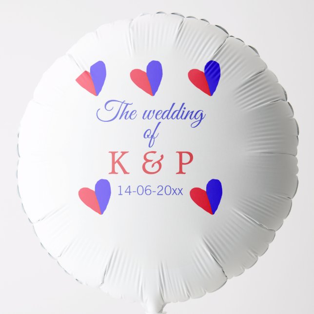 The wedding of add couple name initial letter date balloon (Front)