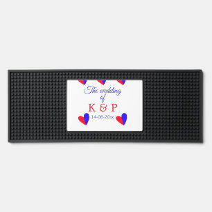 The wedding of add couple name initial letter date bar mat