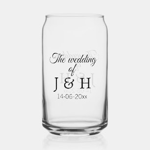 The wedding of add couple name initial letter date can glass