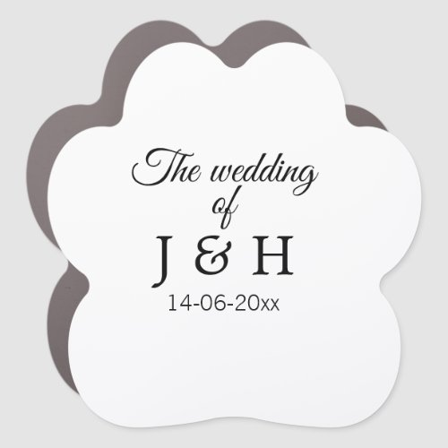 The wedding of add couple name initial letter date car magnet