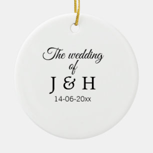 The wedding of add couple name initial letter date ceramic ornament