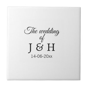 The wedding of add couple name initial letter date ceramic tile