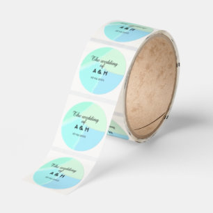 The wedding of add couple name initial letter date classic round sticker