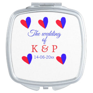 The wedding of add couple name initial letter date compact mirror