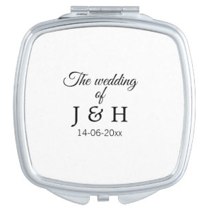 The wedding of add couple name initial letter date compact mirror