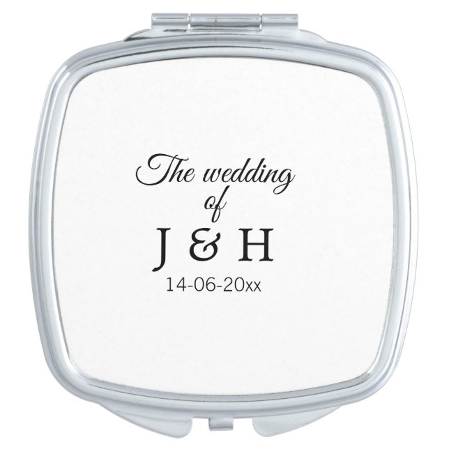 The wedding of add couple name initial letter date compact mirror (Front)