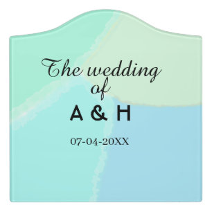 The wedding of add couple name initial letter date door sign