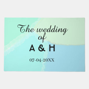 The wedding of add couple name initial letter date doormat