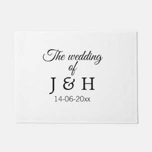 The wedding of add couple name initial letter date doormat