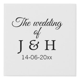 The wedding of add couple name initial letter date faux canvas print