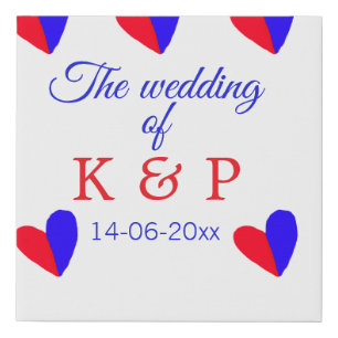 The wedding of add couple name initial letter date faux canvas print