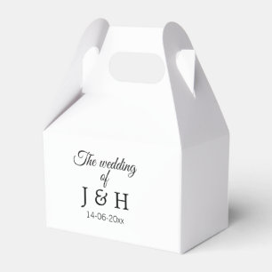 The wedding of add couple name initial letter date favor boxes