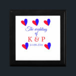 The wedding of add couple name initial letter date gift box<br><div class="desc">For lovers like us</div>